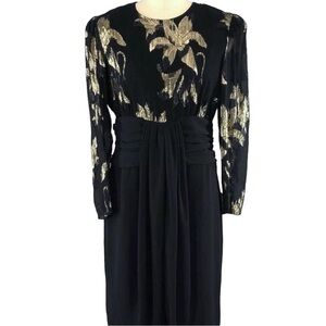 Vintage Patra Black Chiffon Dress Size 5/6